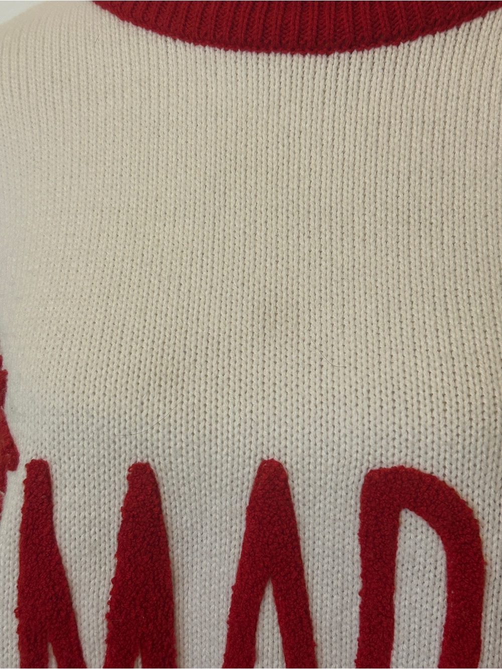 Vintage Nautical Vivé La Marine Graphic Crewneck Sweater Cream and Red Unisex L - Picture 9 of 9